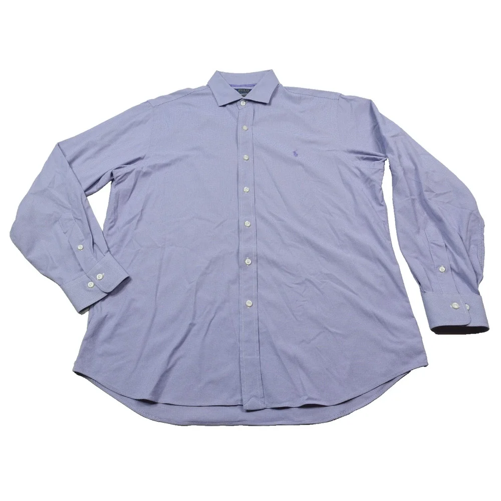 Polo Ralph Lauren Performance Shirt Mens Large Purple Nailhead Long Sleeve